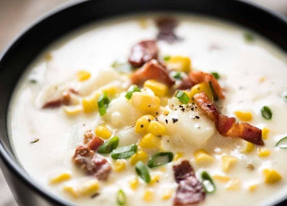 ilustrasi vermont corn chowder (youtube.com/RecipeTin Eats)