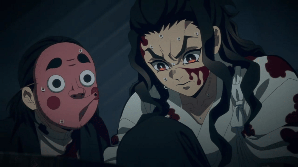 Wajah asli Haganezuka terungkap (dok. Ufotable/ Kimetsu no Yaiba Swordsmith Village Arc)