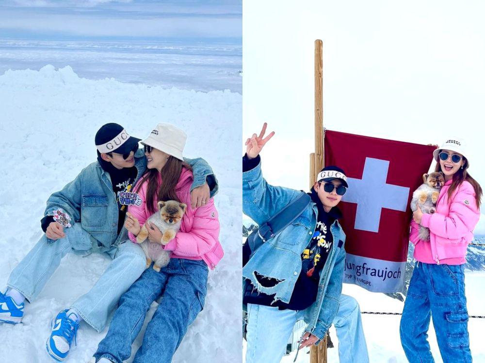 7 Potret Honeymoon Lee Da Hae dan SE7EN di Swiss, Mesra Banget!