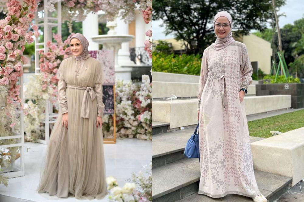 9 Inspirasi Style Hijab Pakai Dress ala Revalina S. Temat, Anggun!