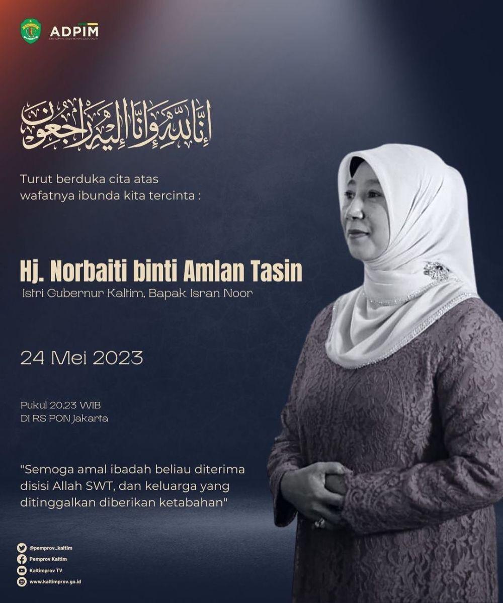 Istri Gubernur Kaltim Meninggal Dunia di Rumah Sakit PON Jakarta