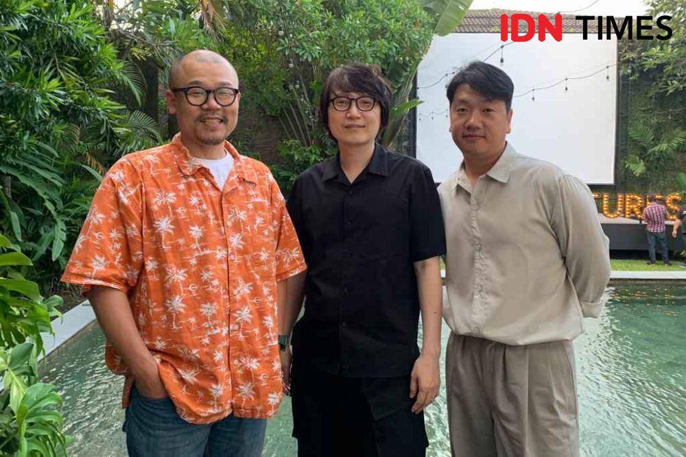 Min Junwon, Lim Jae Wan, dan Park Jin Hyuck di IDN Pictures pada Rabu (24/5/2023) (IDN Times/Rafifa Shabira)