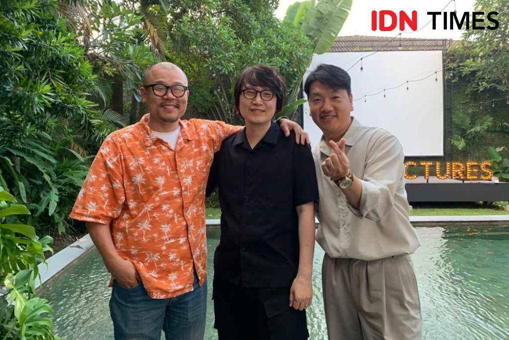 Min Junwon, Lim Jae Wan, dan Park Jin Hyuck di IDN Pictures pada Rabu (24/5/2023) (IDN Times/Rafifa Shabira)