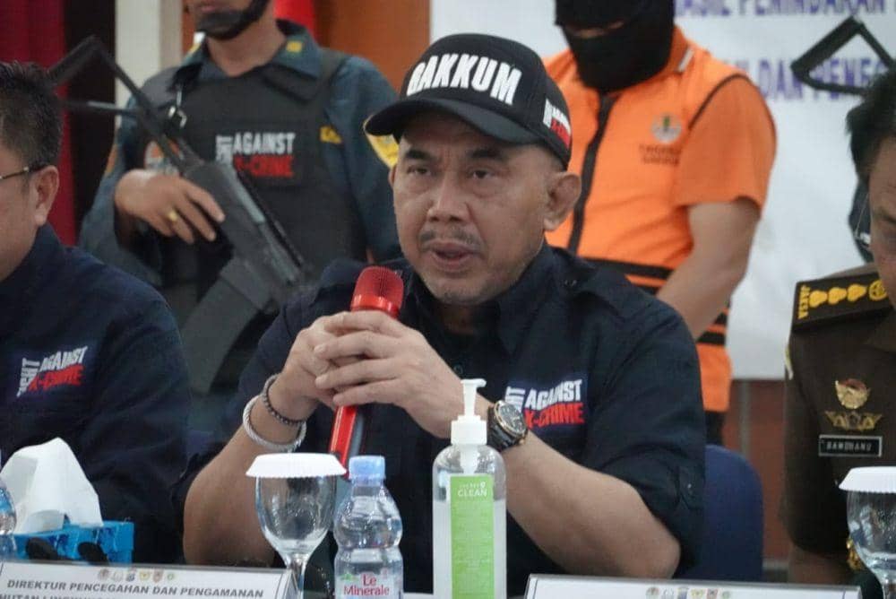 Jumpa pers pengungkapan penyelundupan 360 kilogram sisik trenggiling di Banjarmasin Kalimantan Selatan, Kamis (25/5/2023). Foto KLHK  (Kalsel), Rabu (17/5/2023). Foto KLHK Kalsel