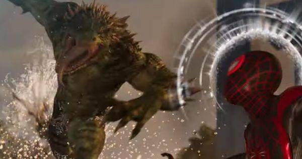 Miles bereaksi saat Lizard menyerang ( Dok. Marvel Entertaiment / Marvel’s Spider-Man 2 )