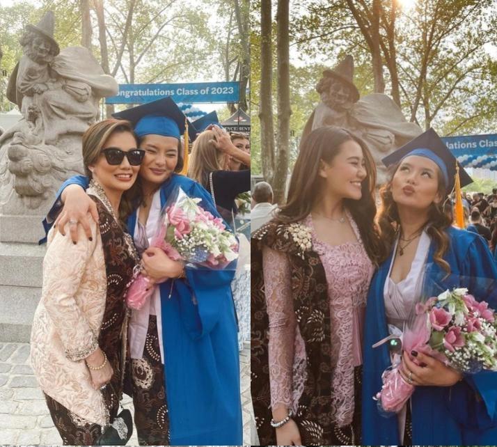 7 Potret Wisuda Zahwa Massaid di New York, Dihadiri Mama dan Adik
