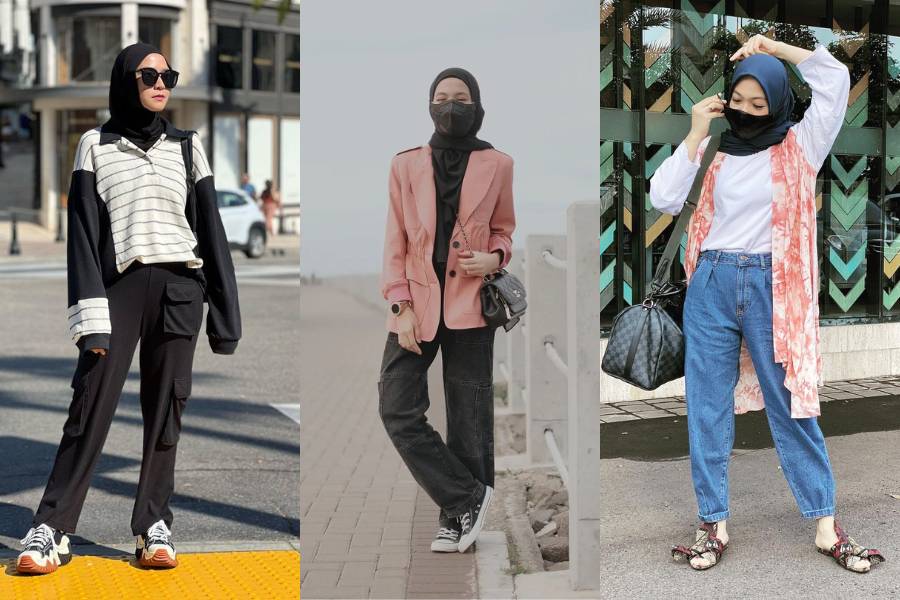 mix n match hijab street style ala artis (instagram.com/zaskiadyamecca | ichasoebandono |  dianayulestari)