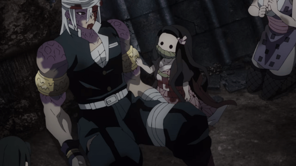 Nezuko menyembuhkan Tengen (dok. Ufotable/ Kimetsu no Yaiba)