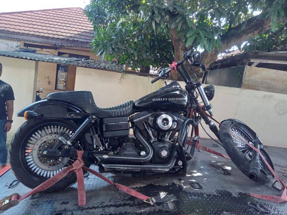 Harley Davidson Tabrak Truk di Jalan Srandakan Bantul.(Dok.Polres Bantul)