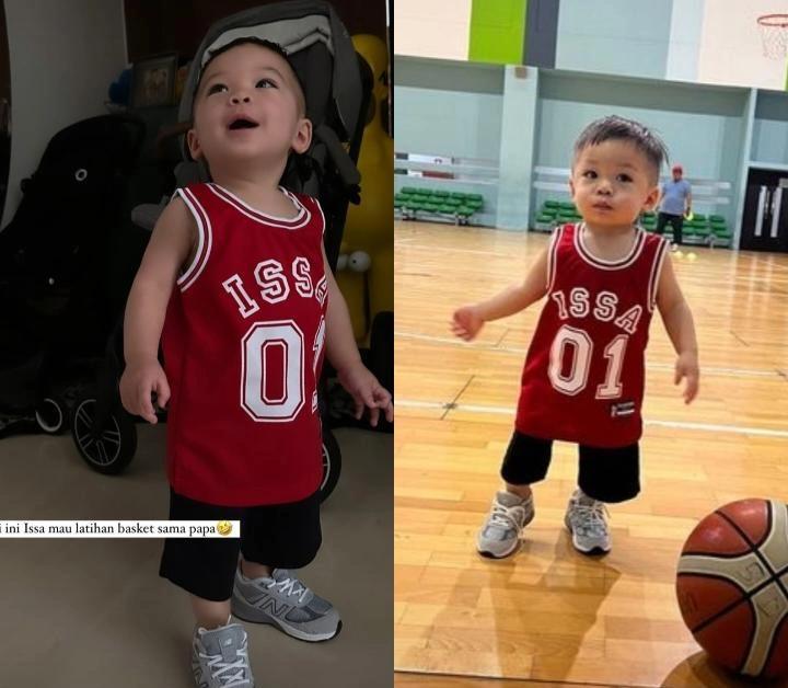 7 Potret Baby Izz Latihan Basket sama Papa Indra, Gemas Banget!