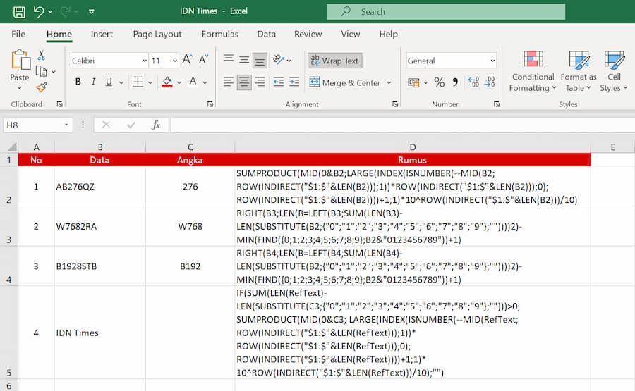 ilustrasi memisahkan angka di Excel (IDN Times/Laili)