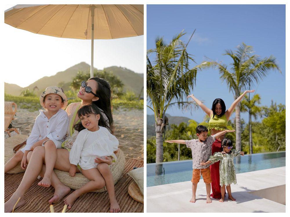 7 Momen Rachel Vennya Momong Anak saat Liburan di Lombok, Santai Abis!