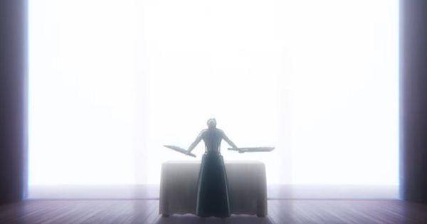 Ichigo mencoba Zangetsu barunya ( Dok. Pierrot / Bleach: Thousand-Year Blood War )