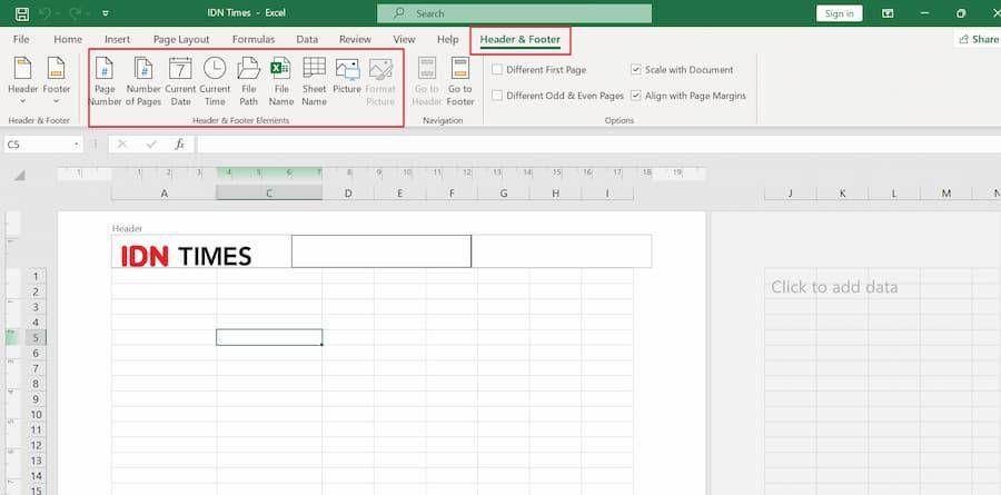 ilustrasi membuat header footer di Excel (IDN Times/Laili)