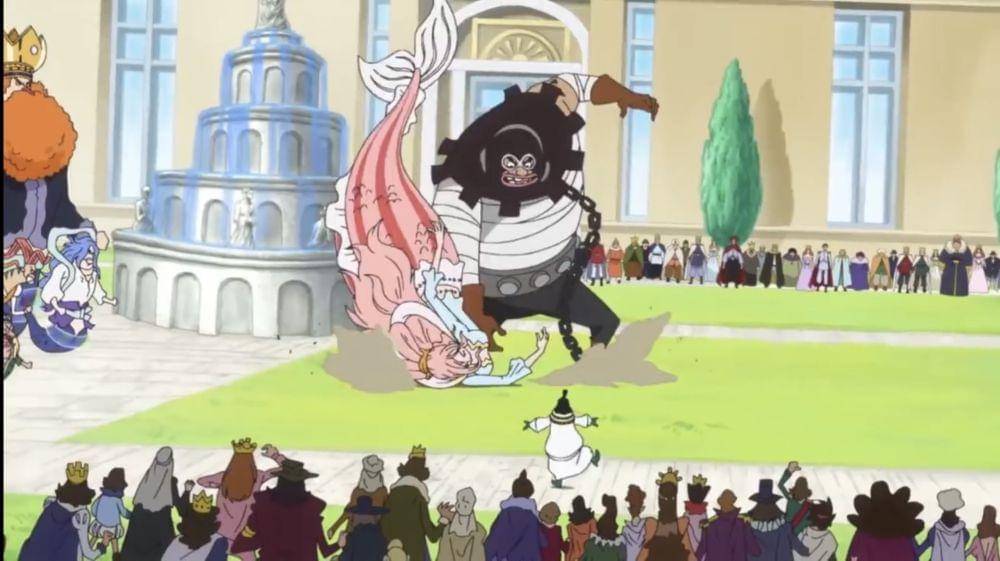 Percobaan menangkap Shirahoshi. (Dok. Toei Animation/One Piece)