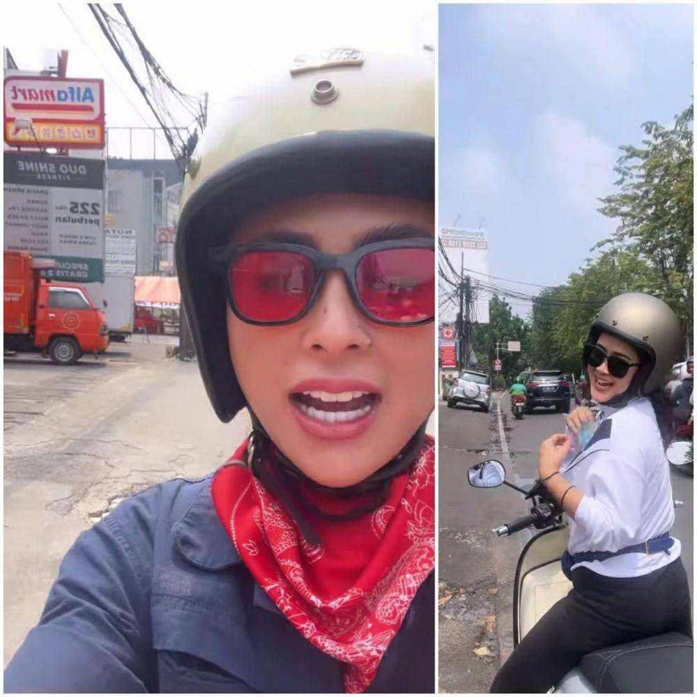 potret Selvi Kitty naik vespa (instagram.com/selvikitty)