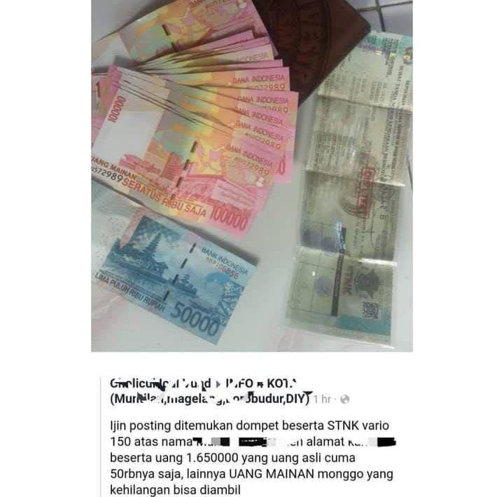 status facebook kocak nemu uang (instagram.com/id.dagelan)