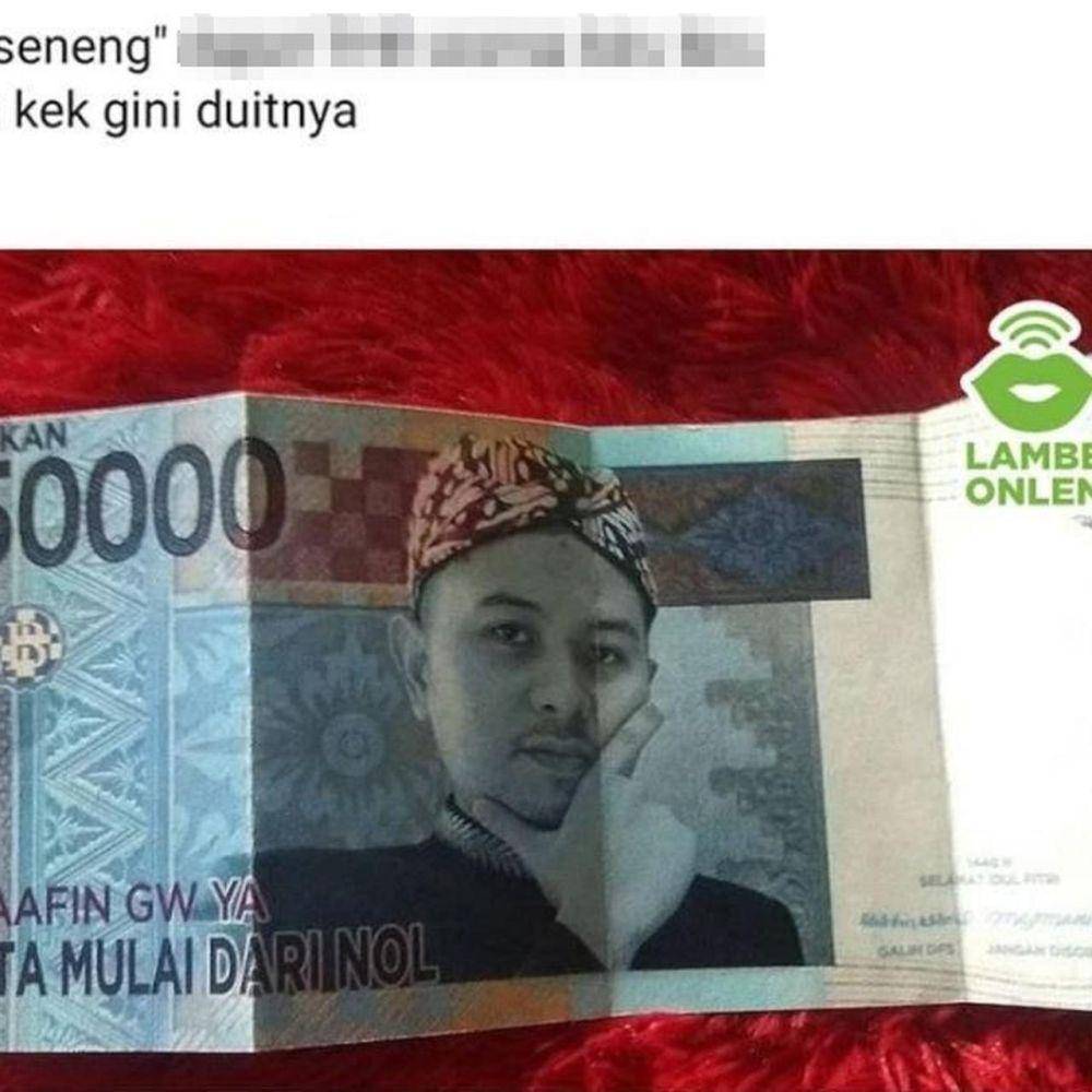 status facebook kocak nemu uang (instagram.com/lambeonlen)