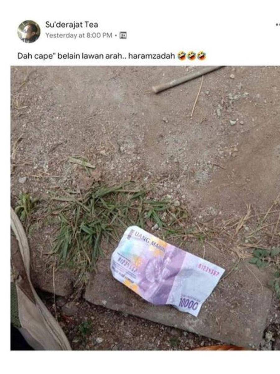 status facebook kocak nemu uang (instagram.com/id.dagelan)