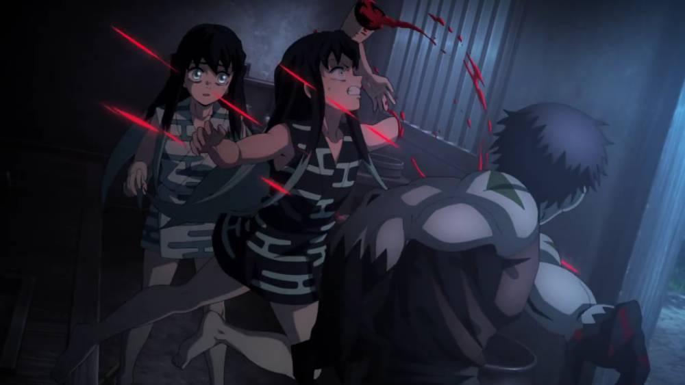 Yuichiro melindungi Muichiro (dok. Ufotable/ Kimetsu no Yaiba Swordsmith Village Arc)