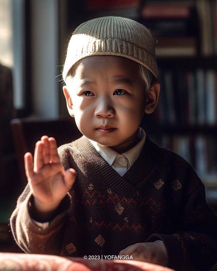 potret AI masa kecil Presiden Indonesia (instagram.com/yofangga)