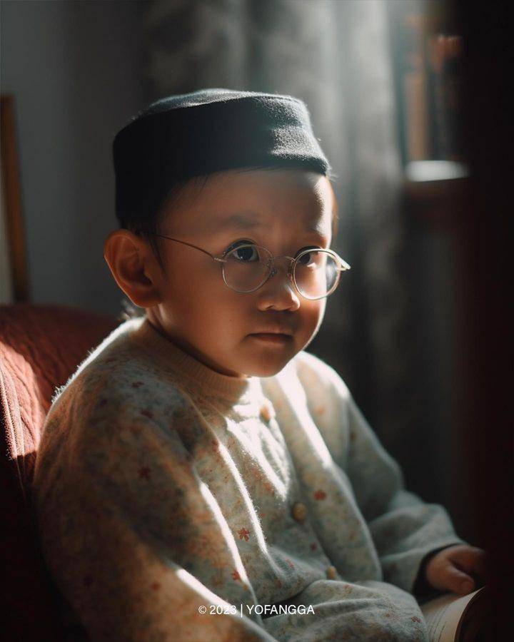 potret AI masa kecil Presiden Indonesia (instagram.com/yofangga)