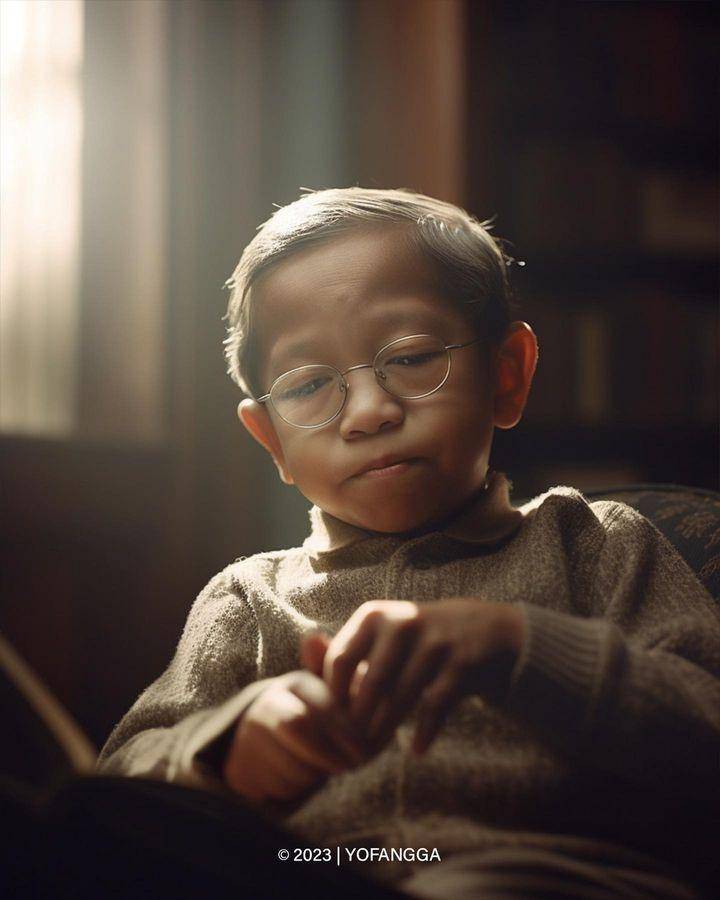 potret AI masa kecil Presiden Indonesia (instagram.com/yofangga)
