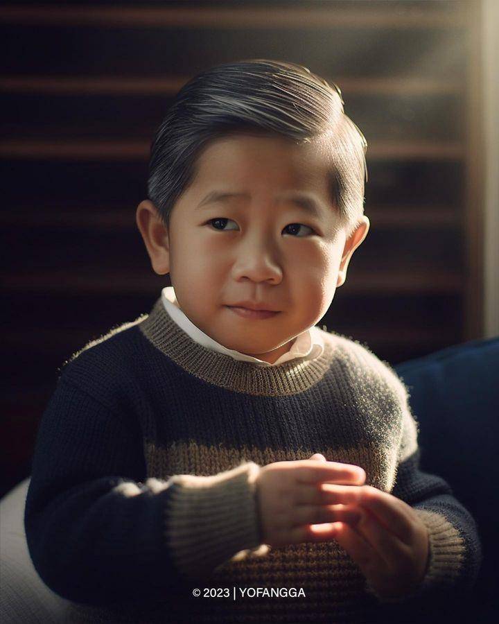 potret AI masa kecil Presiden Indonesia (instagram.com/yofangga)