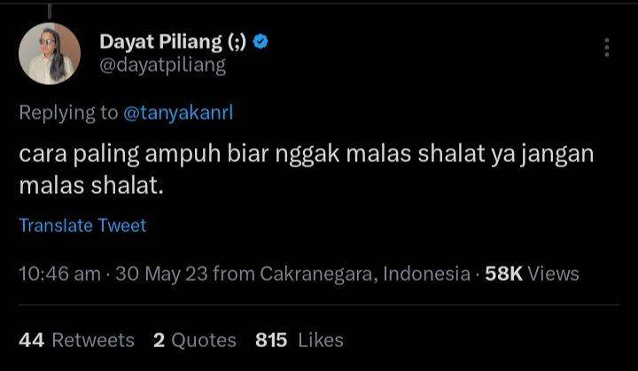 Tips anti malas shalat ala warga twitter (twitter.com/ @dayatpiliang)