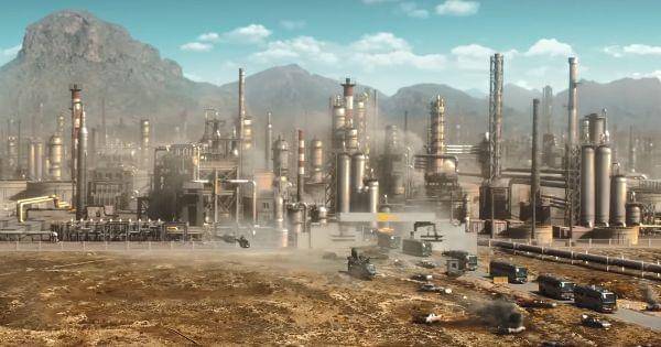 Industri pengolahan minyak yang muncul di film ( Dok. XYZ Films / Hidden Strike )