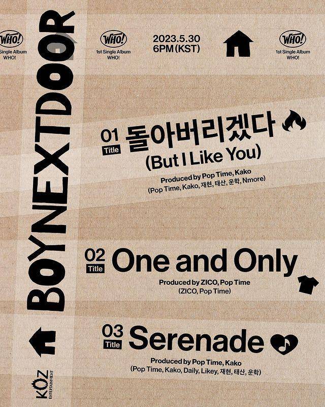 'WHO!' Track List (instagram.com/boynextdoor_official)