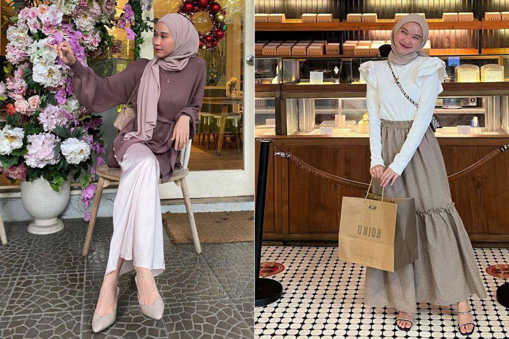 ide styling atasan rajut dan rok ala Astri Ratnasari (instagram.com/nasariastri)