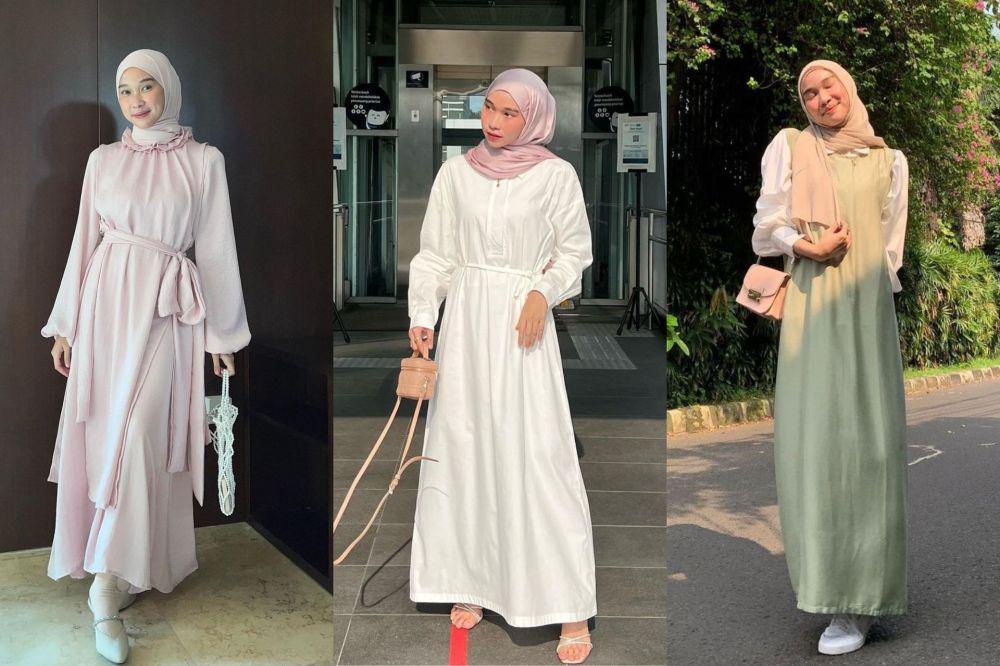 7 Ide Outfit Dress Polos ala Astri Ratnasari, Simpel buat Hangout!