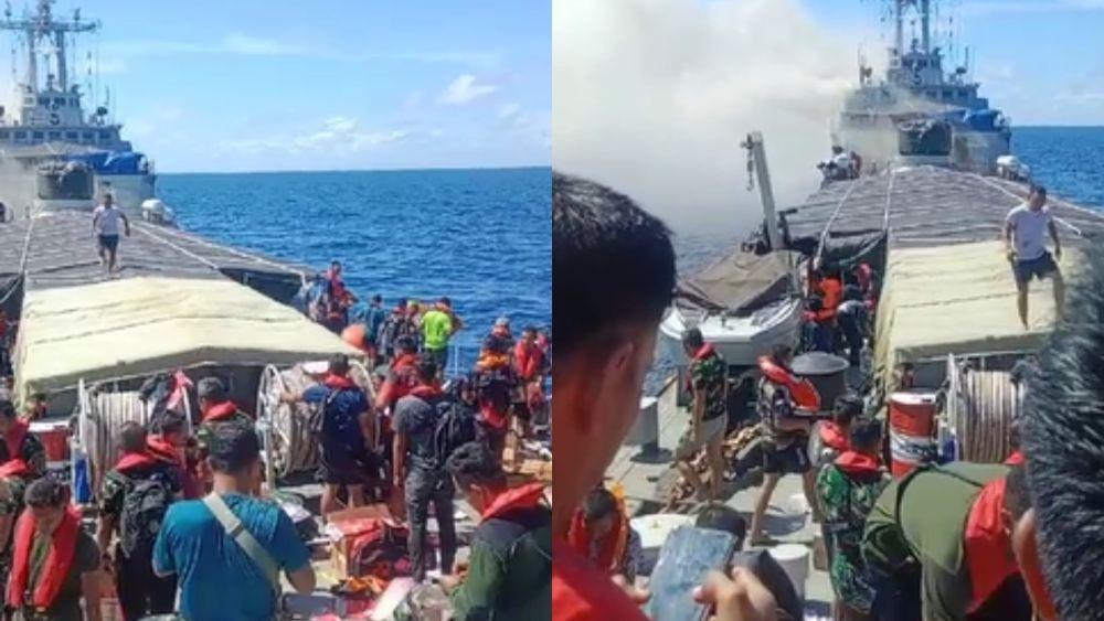 Kapal Perang KRI Teluk Hading Terbakar di Perairan Bulukumba
