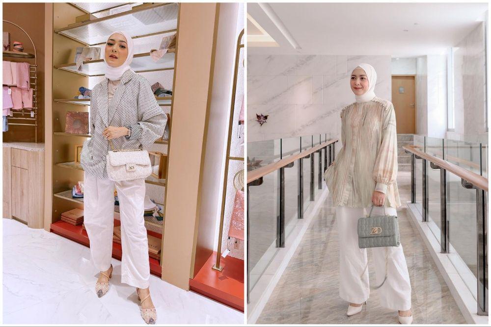 10 Ide Padu Padan Celana Putih ala Richa Iskak, Chic untuk Mama Muda!