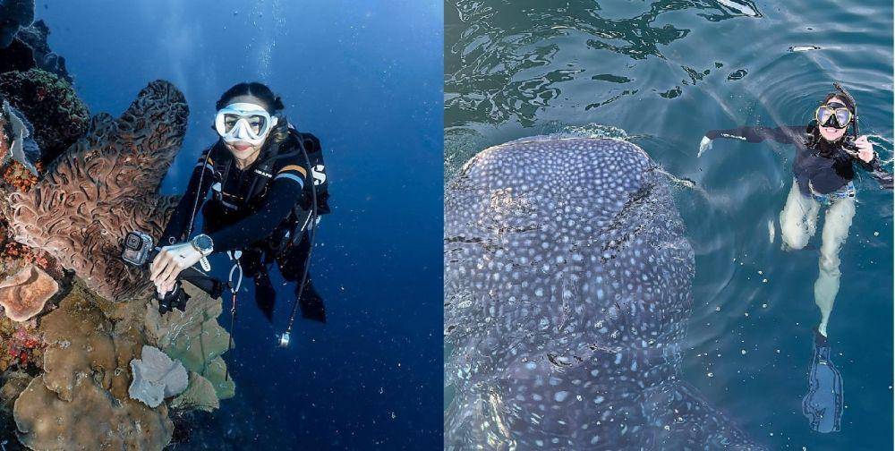 potret Gisel dan Pevita Pearce diving (instagram.com/gisel_la) I (instagram.com/pevpearce)