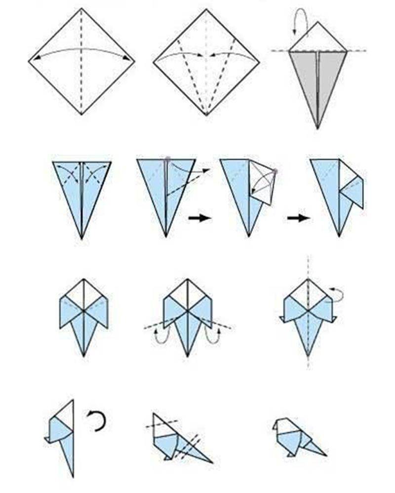 Cara membuat origami bentuk burung kecil (Pinterest.com/Origami Instruction)