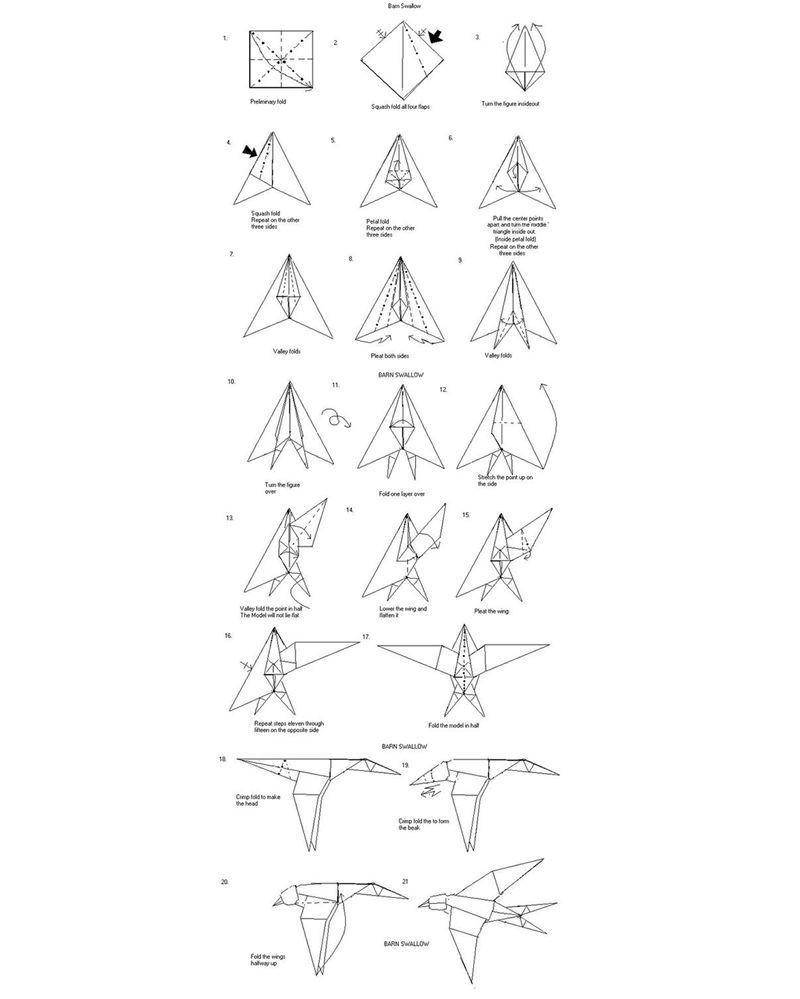 Cara membuat origami burung walet (Pinterest.com/Bram Wayne)