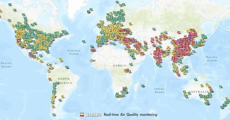 Situs web World Air Quality Index. (waqi.info)