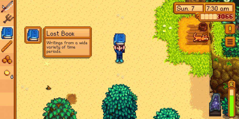 tangkapan layar yang menunjukkan lost book dalam game Stardew Valley (forums.starwvalley.net/lkelda)