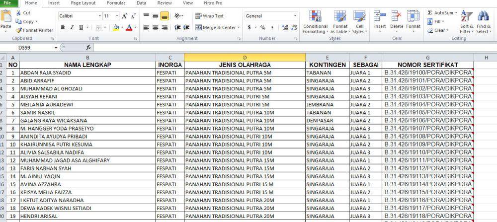 Format data yang dimasukkan ke file MS Excel. (dok. pribadi/Ari Budiadnyana)