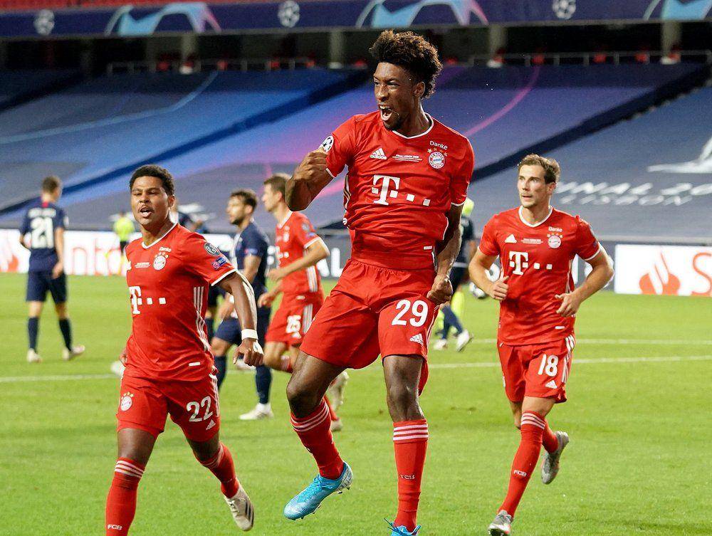 Kingsley Coman merayakan gol ke gawang PSG di final Liga Champions 2019/2020. (twitter.com/ChampionsLeague)