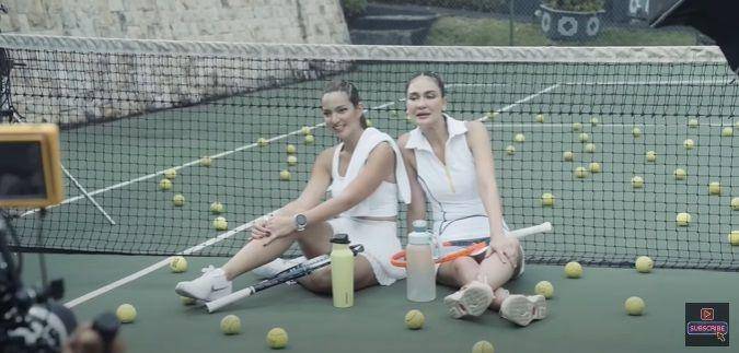 potret Luna Maya dan Nia Ramadhani di lapangan tenis (youtube.com/Luna Maya)