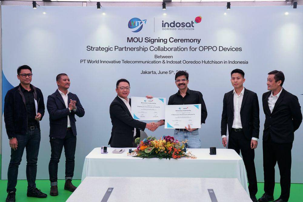 Indosat Ooredoo Hutchison (Indosat) melalui brand IM3 dan PT World Innovative Telecommunication (WIT) atau OPPO Indonesia mengumumkan kemitraan strategis. (Dok. Indosat).