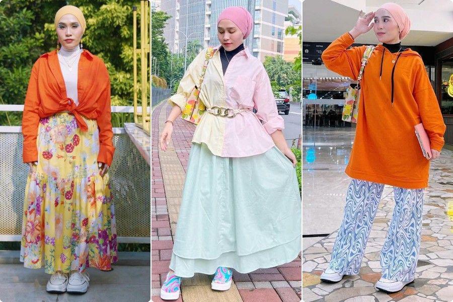 9 OOTD Colorful ala Queen Ashilla Sikado, Pilihan Warnanya Cetar