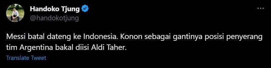reaksi netizen Messi batal ke Indonesia (twitter.com/handokotjung)