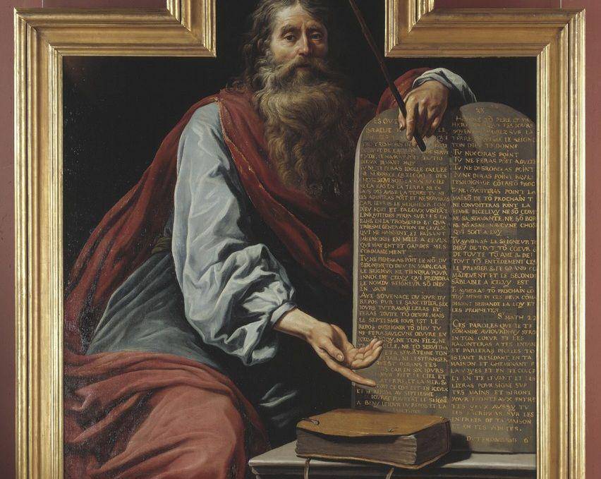potret lukisan Musa dengan Loh Hukum (commons.wikimedia.org/Claude Vignon)