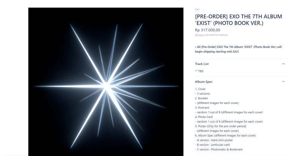 pre-order album EXO 'EXIST' (smglobalshop.com/collections/exo)