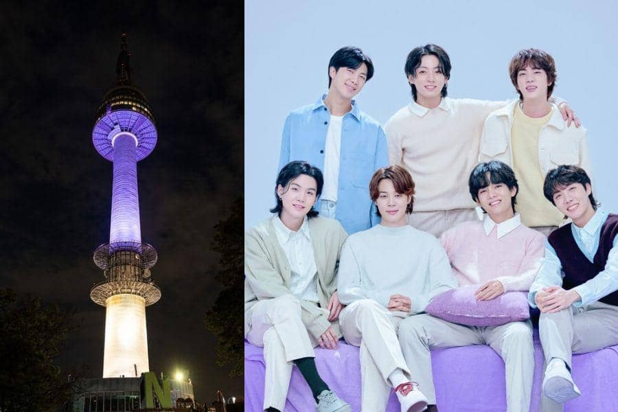 3 Hal Spesial di Ultah BTS ke-10, Namsan Tower Berselimut Cahaya Ungu