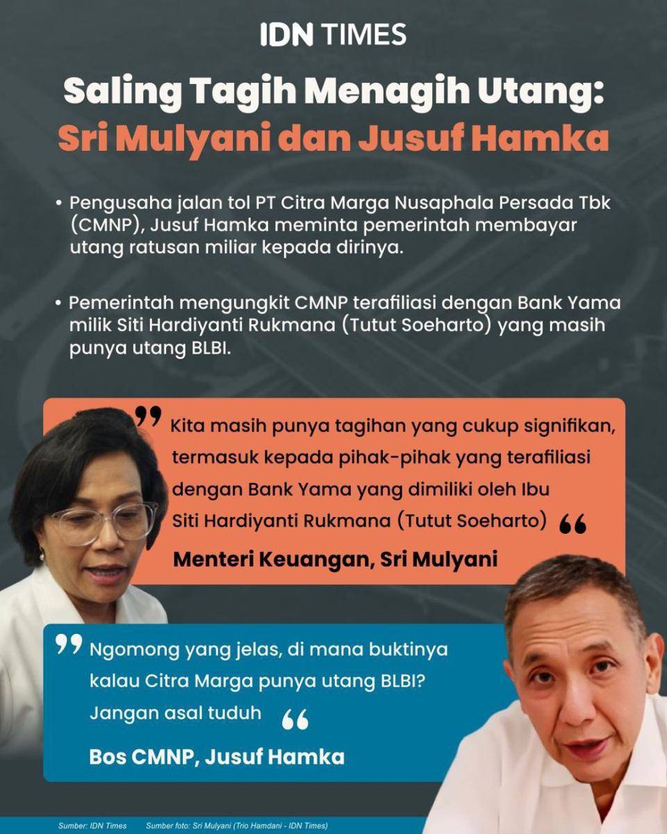 Infografis Jusuf Hamka menagih utang ke Sri Mulyani. (IDN Times/Mardya Shakti)